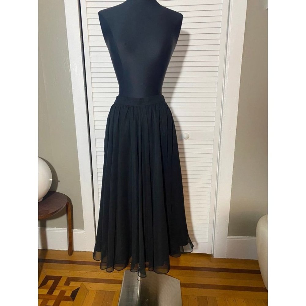 Vintage Black Chiffon Full Evening Cocktail Skirt Swooshy S